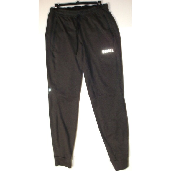 $109 NOBULL Mens Medium Dark Gray Black Preloved EUC Reflect Joggers Logo Tapere - Picture 1 of 6